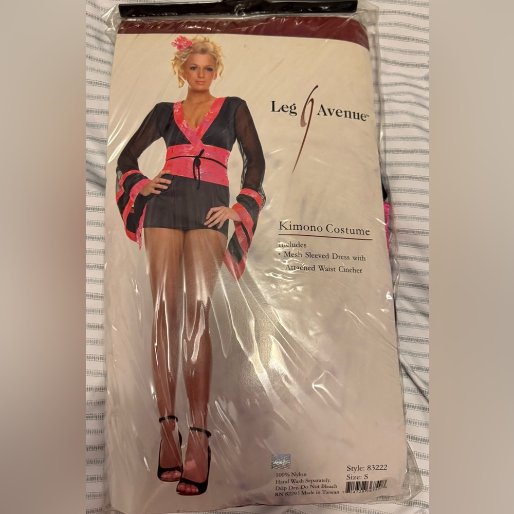 Leg Avenue Black and Pink Kimono Dress